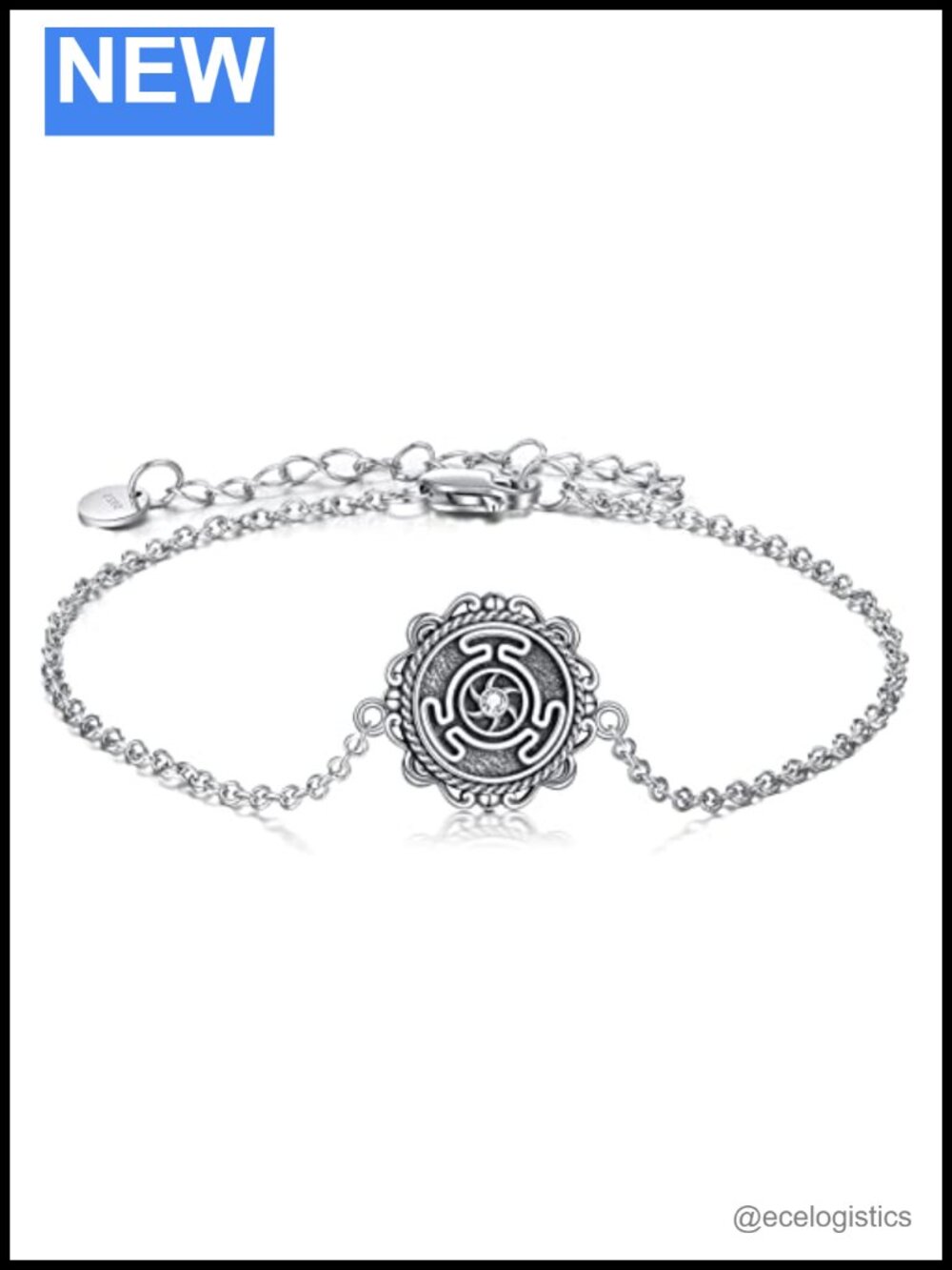 Sterling Silver Hecate Wheel Bracelet Wiccan Pagan Goddess Link Chain Jewelry
